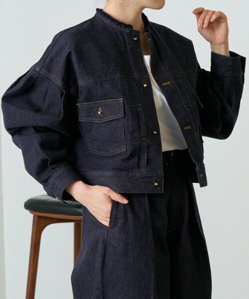 LIVETART(リヴェタート)の「変形Gジャン《15 quinze》(ベスト・レディース・インディゴブルー・FREE)」の4枚目の写真