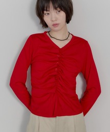 アシンメトリーシャーリングシアートップス