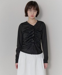 アシンメトリーシャーリングシアートップス