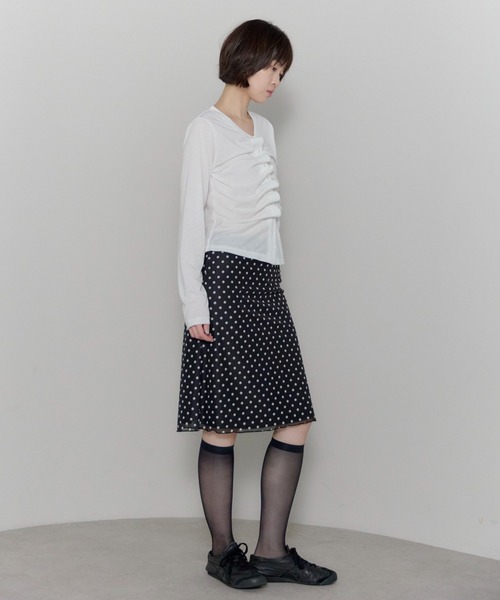 leimn（レイムン）の「アシンメトリーシャーリングボタンシアートップス（Tシャツ/カットソー・レディース・レッド/ピンク/ホワイト/ブラック・FREE）」の20枚目の写真