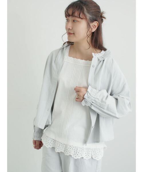 ☆ M's GRACY メッシュ フリル ノーカラー ジャケット 40 ホワイト M'S GRACY エムズグレイシー 麻混 メッシュ ジャケット フリル 40