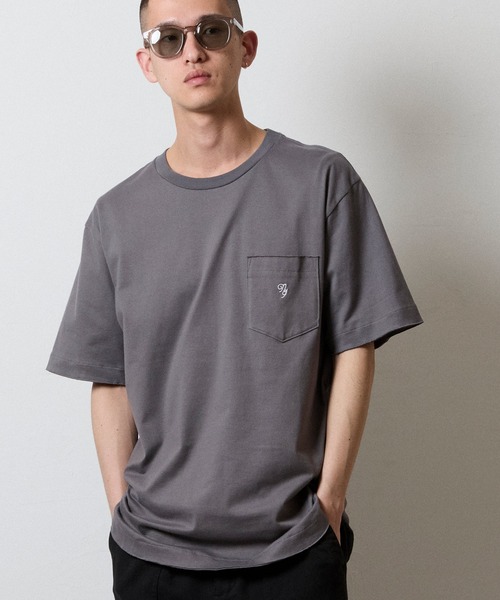 NUMBER (N)INE(ナンバーナイン)の「PREMIUM COTTON CURVED HEM POCKET T-SHIRT / プレミアム コットン カーブド ヘム ワンポイント ロゴ刺繍 クルーネック ポケット Tシャツ(Tシャツ/カットソー・メンズ・グレー/オリーブ/ブラック/ホワイト・4/3/2)」の3枚目の写真