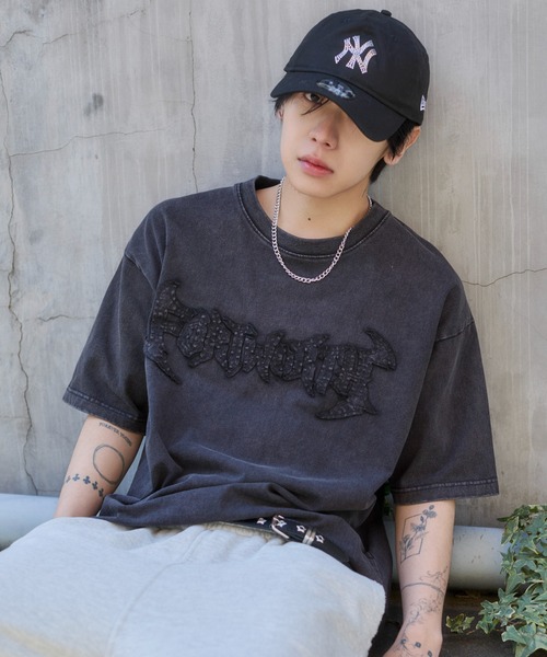 WEGO(ウィゴー)の「WEGO/【26年春夏新作】ブリーチダメージアップリケT(Tシャツ/カットソー・メンズ・ピンク/ブラウン/ブラック系その他/グレー/その他1/ネイビー・MEDIUM/LARGE)」の2枚目の写真