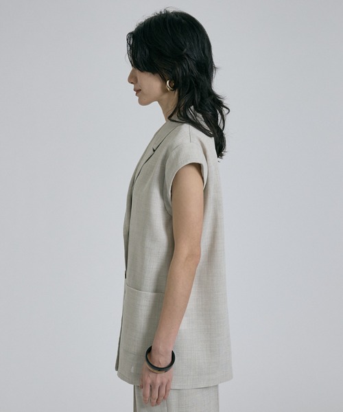 qualite(カリテ)の「【セットアップ対応】メッシュジャケット(テーラードジャケット・レディース・ライトベージュ・フリー)」の12枚目の写真