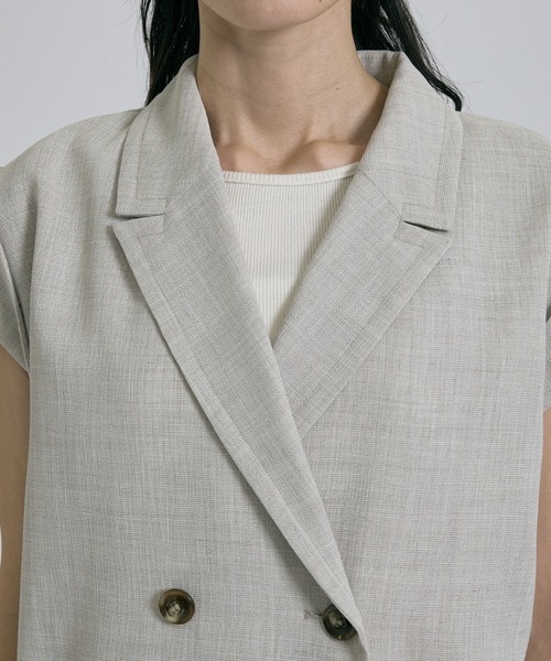 qualite(カリテ)の「【セットアップ対応】メッシュジャケット(テーラードジャケット・レディース・ライトベージュ・フリー)」の14枚目の写真