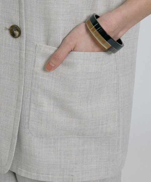 qualite(カリテ)の「【セットアップ対応】メッシュジャケット(テーラードジャケット・レディース・ライトベージュ・フリー)」の16枚目の写真