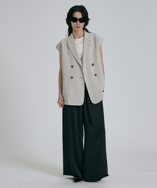 qualite(カリテ)の「【セットアップ対応】メッシュジャケット(テーラードジャケット・レディース・ライトベージュ・フリー)」の18枚目の写真