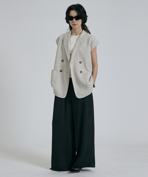 qualite(カリテ)の「【セットアップ対応】メッシュジャケット(テーラードジャケット・レディース・ライトベージュ・フリー)」の6枚目の写真