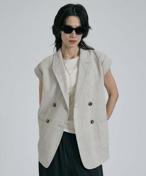 qualite(カリテ)の「【セットアップ対応】メッシュジャケット(テーラードジャケット・レディース・ライトベージュ・フリー)」の19枚目の写真