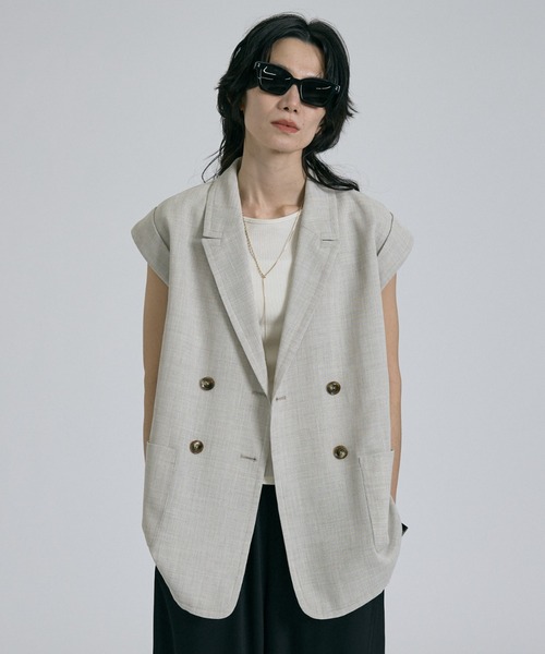 qualite(カリテ)の「【セットアップ対応】メッシュジャケット(テーラードジャケット・レディース・ライトベージュ・フリー)」の20枚目の写真