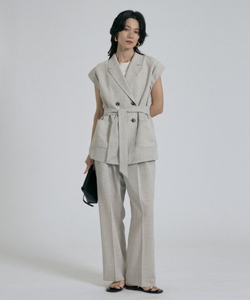 qualite(カリテ)の「【セットアップ対応】メッシュジャケット(テーラードジャケット・レディース・ライトベージュ・フリー)」の2枚目の写真