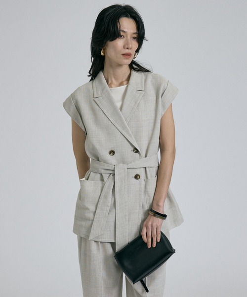 qualite(カリテ)の「【セットアップ対応】メッシュジャケット(テーラードジャケット・レディース・ライトベージュ・フリー)」の9枚目の写真