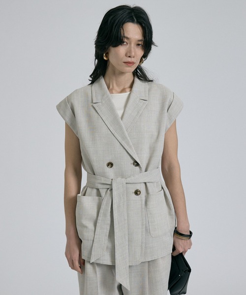 qualite(カリテ)の「【セットアップ対応】メッシュジャケット(テーラードジャケット・レディース・ライトベージュ・フリー)」の7枚目の写真