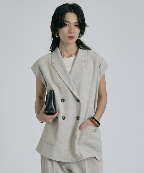 qualite(カリテ)の「【セットアップ対応】メッシュジャケット(テーラードジャケット・レディース・ライトベージュ・フリー)」の10枚目の写真