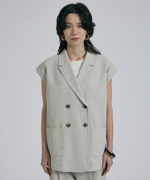 qualite(カリテ)の「【セットアップ対応】メッシュジャケット(テーラードジャケット・レディース・ライトベージュ・フリー)」の11枚目の写真