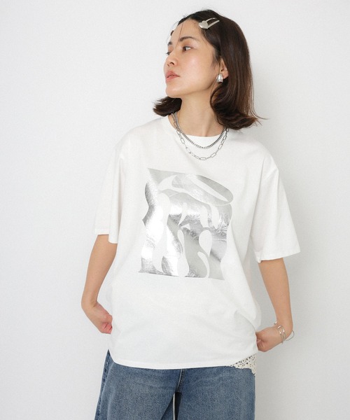 Floran(フローラン)の「【接触冷感】アートニュアンスロゴTシャツ(Tシャツ/カットソー・レディース・シルバー/ブルー/ブラック・FREE)」の10枚目の写真