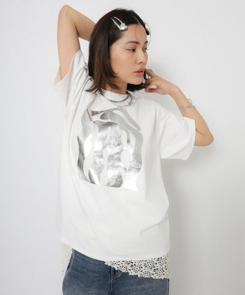 Floran(フローラン)の「【接触冷感】アートニュアンスロゴTシャツ(Tシャツ/カットソー・レディース・シルバー/ブルー/ブラック・FREE)」の9枚目の写真