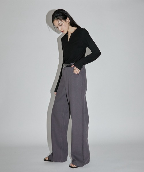 VION(ヴィオン)の「マルチフィットツイルストレートパンツ / Multi Fit Twill Straight Pants(その他パンツ・レディース・グレー/ブラック/アイボリー・MT/ST/M/S)」の4枚目の写真