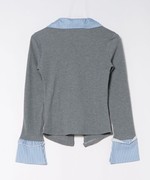UP START(アップスタート)の「【LAMPOON】ストライプフリルレイヤードトップス(その他トップス・レディース・グレー・LARGE/MEDIUM/SMALL)」の10枚目の写真