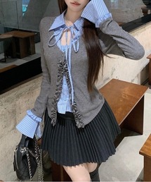 UP START（アップスタート）の「【LAMPOON】ストライプフリルレイヤードトップス（その他トップス）」