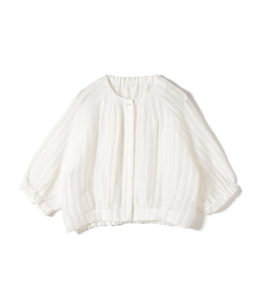 SHIPS(シップス)の「【SHIPS別注】assiette: 〈手洗い可能〉麻 ナイロン ジャカード ブラウス(シャツ/ブラウス・レディース・ホワイト/ベージュ・ONE SIZE)」の2枚目の写真