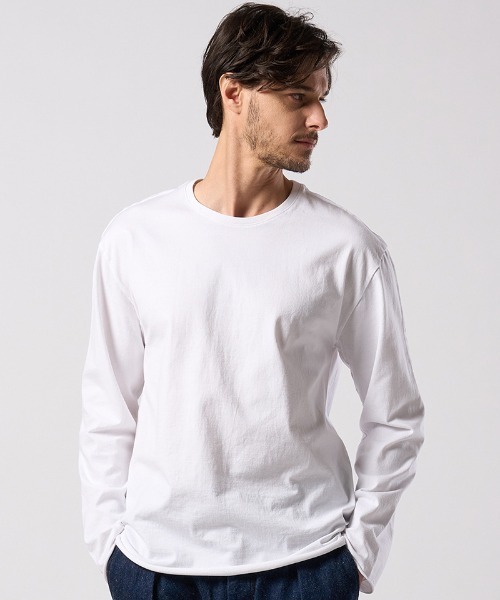 wjk（ダヴルジェイケイ）の「mlt5664- cut-off crew-neck L-S ロングスリーブカットソー(7006 js01j)（Tシャツ/カットソー・メンズ・ホワイト/ブラック・S/M/L/XL）」の3枚目の写真