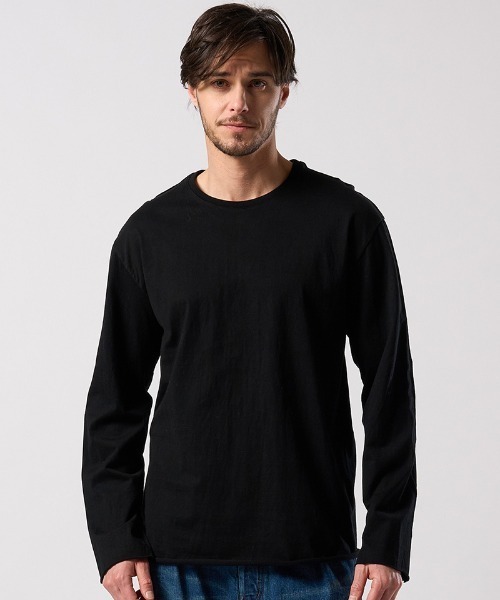 wjk（ダヴルジェイケイ）の「mlt5664- cut-off crew-neck L-S ロングスリーブカットソー(7006 js01j)（Tシャツ/カットソー・メンズ・ホワイト/ブラック・S/M/L/XL）」の8枚目の写真