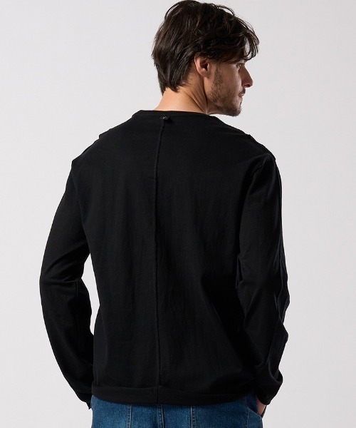 wjk（ダヴルジェイケイ）の「mlt5664- cut-off crew-neck L-S ロングスリーブカットソー(7006 js01j)（Tシャツ/カットソー・メンズ・ホワイト/ブラック・S/M/L/XL）」の10枚目の写真