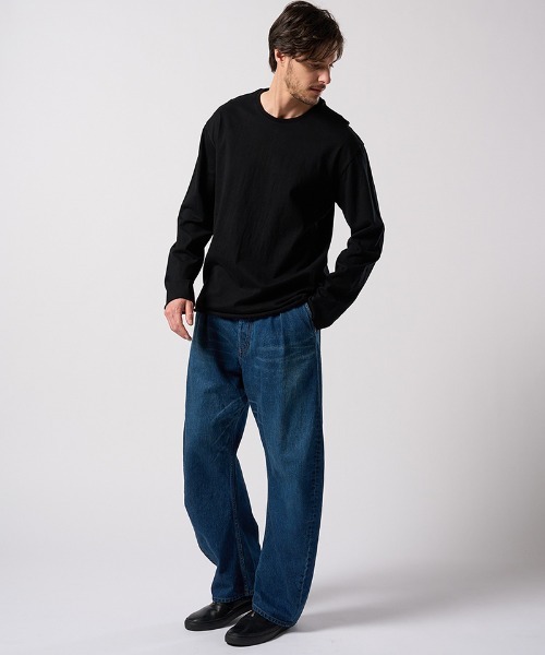 wjk（ダヴルジェイケイ）の「mlt5664- cut-off crew-neck L-S ロングスリーブカットソー(7006 js01j)（Tシャツ/カットソー・メンズ・ホワイト/ブラック・S/M/L/XL）」の11枚目の写真