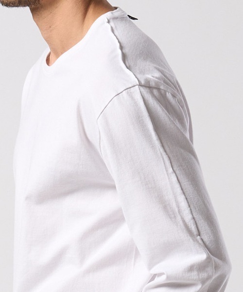 wjk（ダヴルジェイケイ）の「mlt5664- cut-off crew-neck L-S ロングスリーブカットソー(7006 js01j)（Tシャツ/カットソー・メンズ・ホワイト/ブラック・S/M/L/XL）」の13枚目の写真