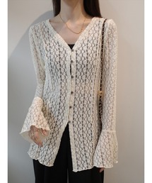 amel（エイメル）の「フラワーレース ベルスリーブカーディガン ｜ アイボリー（カーディガン/ボレロ）」