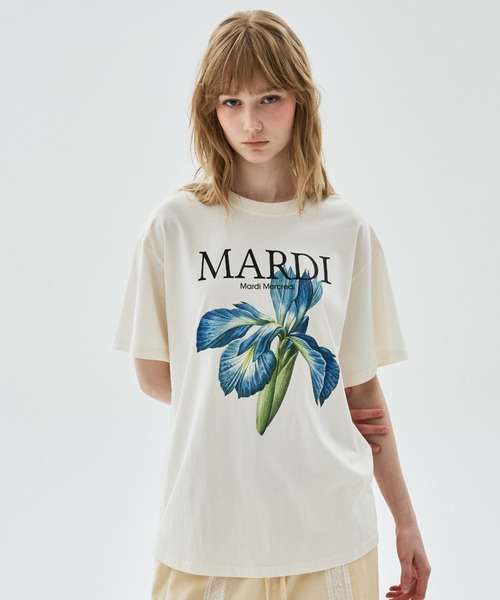 Mardi Mercredi(マルディメクルディ)の「TSHIRT LILIES & ROSES / Tシャツ リリー & ローズ(Tシャツ/カットソー・レディース・ブラック/ブラック×ピンク/ブラック×ブルー/アイボリー系1/ホワイト/アイボリー系2/ホワイト×イエロー/クリーム・FREE)」の7枚目の写真