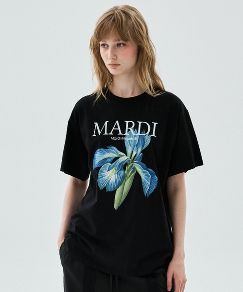 Mardi Mercredi(マルディメクルディ)の「TSHIRT LILIES & ROSES / Tシャツ リリー & ローズ(Tシャツ/カットソー・レディース・ブラック/ブラック×ピンク/ブラック×ブルー/アイボリー系1/ホワイト/アイボリー系2/ホワイト×イエロー/クリーム・FREE)」の4枚目の写真