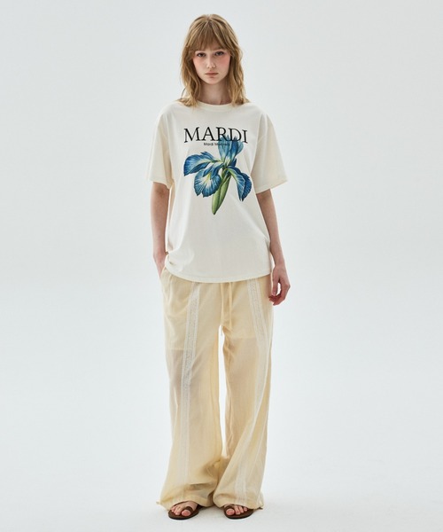 Mardi Mercredi(マルディメクルディ)の「TSHIRT LILIES & ROSES / Tシャツ リリー & ローズ(Tシャツ/カットソー・レディース・ブラック/ブラック×ピンク/ブラック×ブルー/アイボリー系1/ホワイト/アイボリー系2/ホワイト×イエロー/クリーム・FREE)」の14枚目の写真