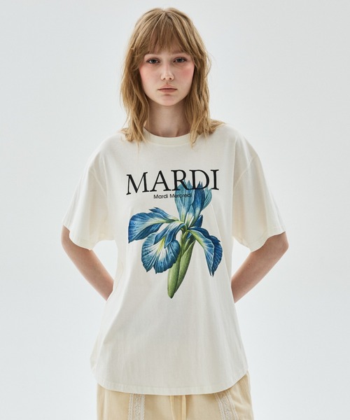 Mardi Mercredi(マルディメクルディ)の「TSHIRT LILIES & ROSES / Tシャツ リリー & ローズ(Tシャツ/カットソー・レディース・ブラック/ブラック×ピンク/ブラック×ブルー/アイボリー系1/ホワイト/アイボリー系2/ホワイト×イエロー/クリーム・FREE)」の12枚目の写真