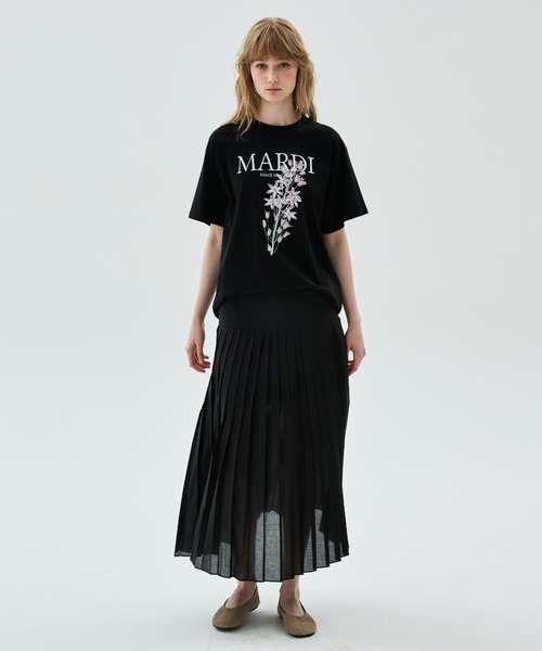 Mardi Mercredi(マルディメクルディ)の「TSHIRT LILIES & ROSES / Tシャツ リリー & ローズ(Tシャツ/カットソー・レディース・ブラック/ブラック×ピンク/ブラック×ブルー/アイボリー系1/ホワイト/アイボリー系2/ホワイト×イエロー/クリーム・FREE)」の20枚目の写真