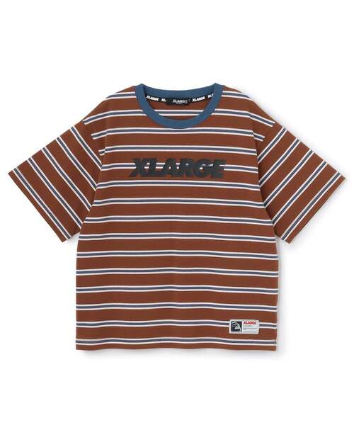 XLARGE KIDS（エクストララージキッズ）の「スタンダードロゴ ボーダー半袖Tシャツ（Tシャツ/カットソー・キッズ・ブラウン/ブラック・140cm/130cm/90cm/100cm/110cm/120cm）」の2枚目の写真