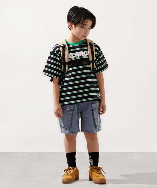 XLARGE KIDS（エクストララージキッズ）の「スタンダードロゴ ボーダー半袖Tシャツ（Tシャツ/カットソー・キッズ・ブラウン/ブラック・140cm/130cm/90cm/100cm/110cm/120cm）」の3枚目の写真