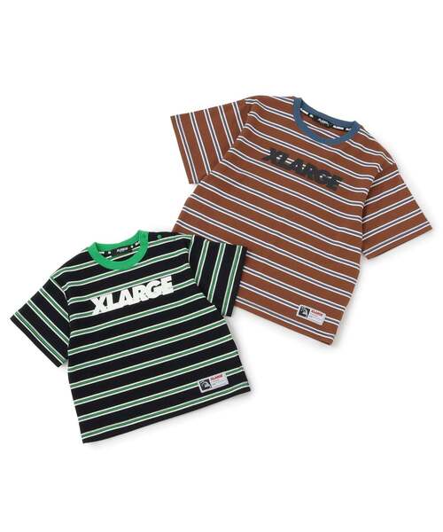 XLARGE KIDS（エクストララージキッズ）の「スタンダードロゴ ボーダー半袖Tシャツ（Tシャツ/カットソー・キッズ・ブラウン/ブラック・140cm/130cm/90cm/100cm/110cm/120cm）」の5枚目の写真