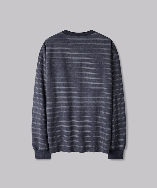 CORNERBLESS(コーナーブレス)の「WASHED STRIPE BLUE HENLEY NECK LONG SLEEVE(Tシャツ/カットソー・レディース・その他・MEDIUM/LARGE/X-LARGE)」の3枚目の写真