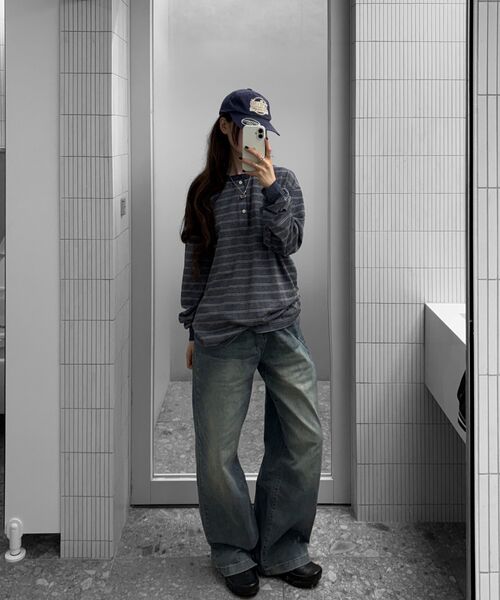 CORNERBLESS(コーナーブレス)の「WASHED STRIPE BLUE HENLEY NECK LONG SLEEVE(Tシャツ/カットソー・レディース・その他・MEDIUM/LARGE/X-LARGE)」の10枚目の写真