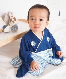 Grattis（グラッティス）の「(KE)ベビー袴 男の子 袴 ロンパース お食い初め 服 ベビー 袴 初節句 衣装 赤ちゃん 袴ロンパース 100日祝い 60 70 80 90 cm センチ お宮参り オシャレ おしゃれ 黒 孫 ブラック ベビー服 正月（ロンパース）」