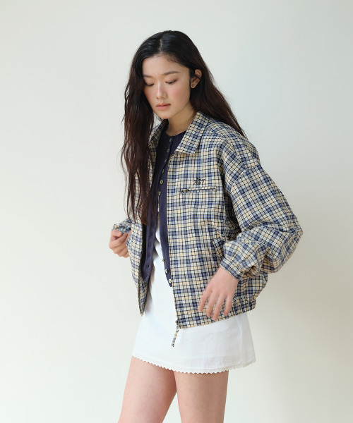 HOMEBODY THINGS(ホームバディ ティングズ)の「HBT Classic Check Zip-Up Jacket (Vintage Blue Check)(ブルゾン・レディース・その他・FREE)」の1枚目の写真