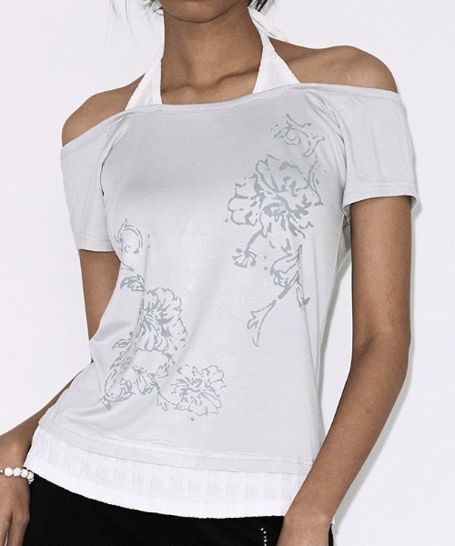 FANCY CLUB(ファンシークラブ)の「A'GEM/9 × .kom 『FANCY CLUB/ファンシークラブ』 ROSY HALTER OFF-SHOULDER TOP/ロージーホルターオフショルダートップス(その他トップス・レディース・ライトパープル/ブラック/ライトグリーン・FREE)」の3枚目の写真