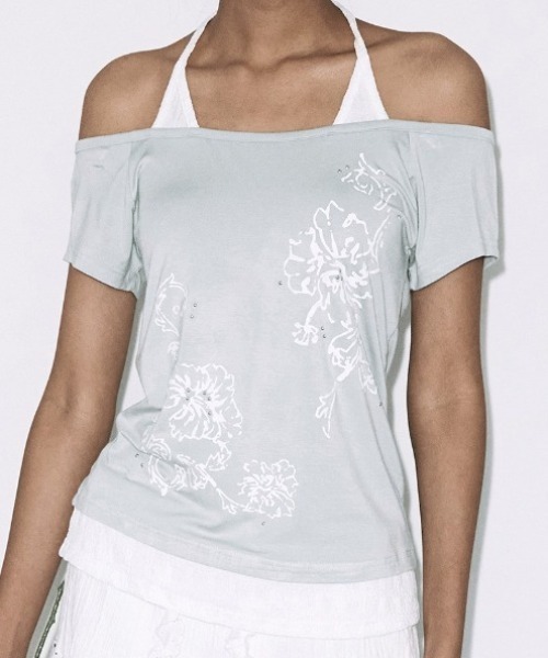 FANCY CLUB(ファンシークラブ)の「A'GEM/9 × .kom 『FANCY CLUB/ファンシークラブ』 ROSY HALTER OFF-SHOULDER TOP/ロージーホルターオフショルダートップス(その他トップス・レディース・ライトパープル/ブラック/ライトグリーン・FREE)」の2枚目の写真