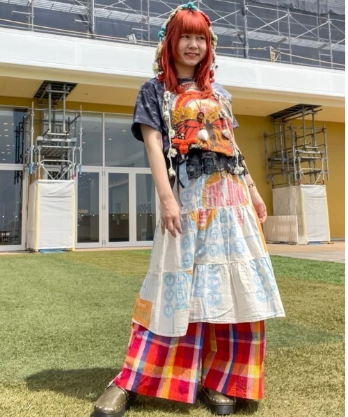 チャイハネ(チャイハネ)の「【チャイハネ】マドラスチェック サリィアワイドパンツ(その他パンツ・レディース・オレンジ/ホワイト/パープル・FREE)」の4枚目の写真