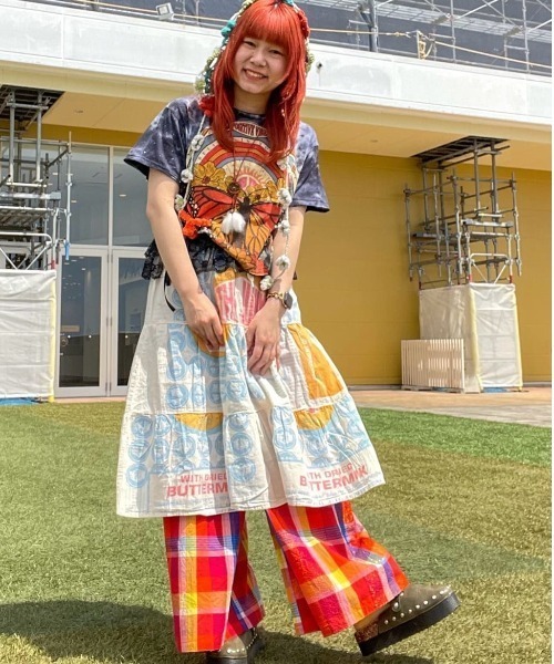 チャイハネ(チャイハネ)の「【チャイハネ】マドラスチェック サリィアワイドパンツ(その他パンツ・レディース・オレンジ/ホワイト/パープル・FREE)」の5枚目の写真