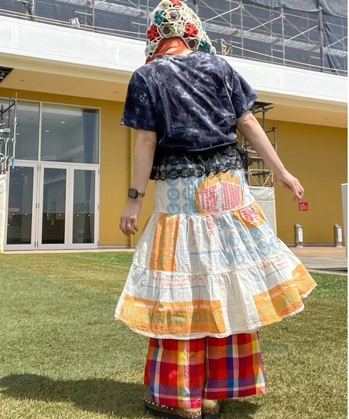 チャイハネ(チャイハネ)の「【チャイハネ】マドラスチェック サリィアワイドパンツ(その他パンツ・レディース・オレンジ/ホワイト/パープル・FREE)」の6枚目の写真