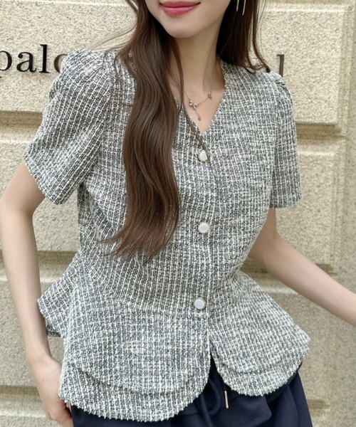 Ada.(エイダ)の「ビジューボタン サマー ツイード ペプラム ブラウス(その他トップス・レディース・アイボリー/グレー/ブラック・FREE)」の21枚目の写真