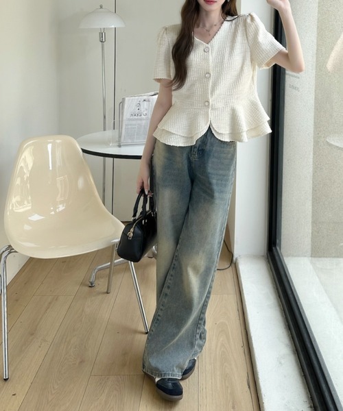 Ada.(エイダ)の「ビジューボタン サマー ツイード ペプラム ブラウス(その他トップス・レディース・アイボリー/グレー/ブラック・FREE)」の13枚目の写真